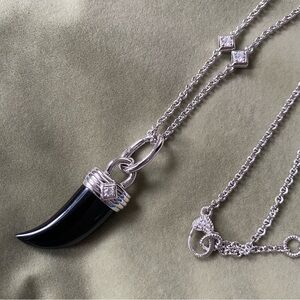 Judith Ripka  Onyx “ Lucky Horn “ Station chain - heartCZ lock